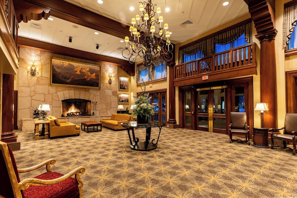 Grand Canyon Railway Hotel exterior in Williams, Arizona with historic rail depot